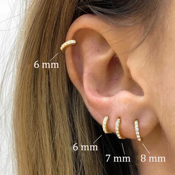Stainless Steel Minimal Hoop Earrings Crystal Zirconia
