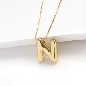 Gold Chunky Letter Bubble Necklace