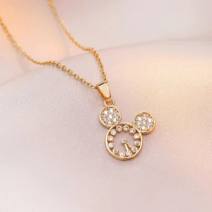 Mickey Minnie Mouse with Zircon Simplified Necklace