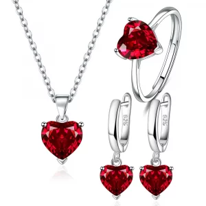 Heart Zircon 925 Sterling Silver Jewelry Sets