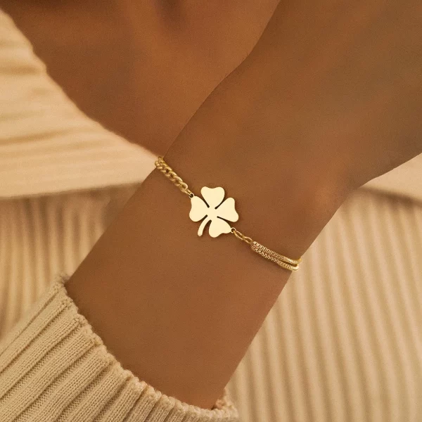 Classic Lucky Clovers Stainless Steel Bracelets