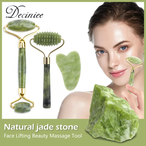 2pcs/kit Rollers Massager For Face Care Jade Stone