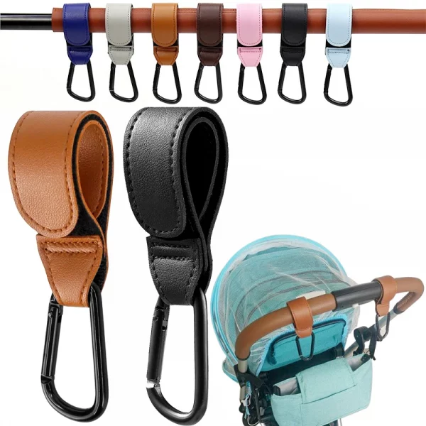 Baby Bag Stroller Hook PU Leather