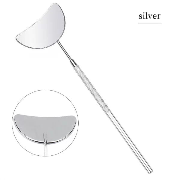 Eyelash Extension Mirror Moon Shaped Stainless Steel