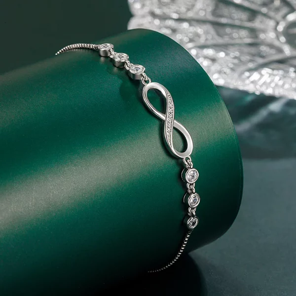 Infinity 925 Sterling Silver Crystal Bracelet