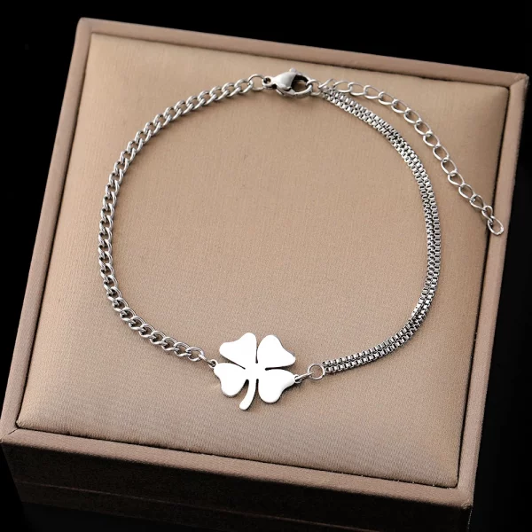 Classic Lucky Clovers Stainless Steel Bracelets
