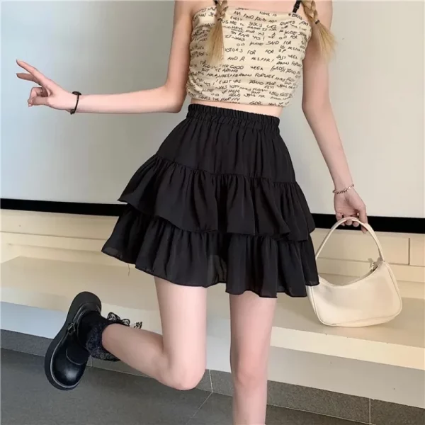 Ruffles Mini Skirt Elastic Waist