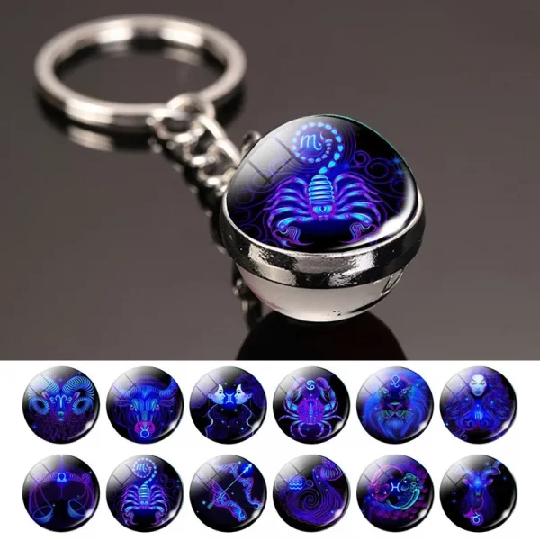 luminous Glass Ball Metal KeyChain