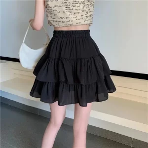 Ruffles Mini Skirt Elastic Waist