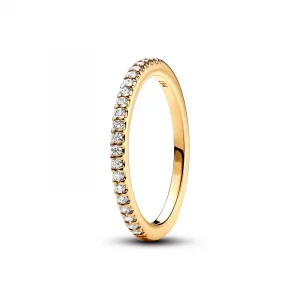 925 Silver Gold Plated Ring Zircon Sparkling Double Band