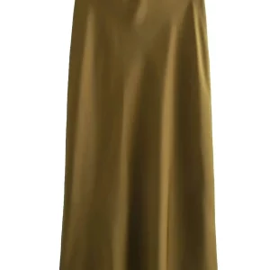 Vintage Satin Midi Skirt for Women