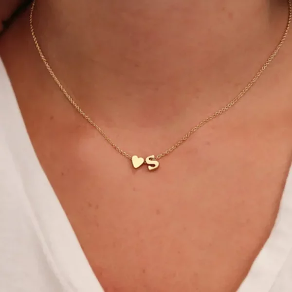 Initial letters Tiny Heart Necklace