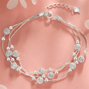 Double Layer Pearl 925 Sterling Silver Bracelet