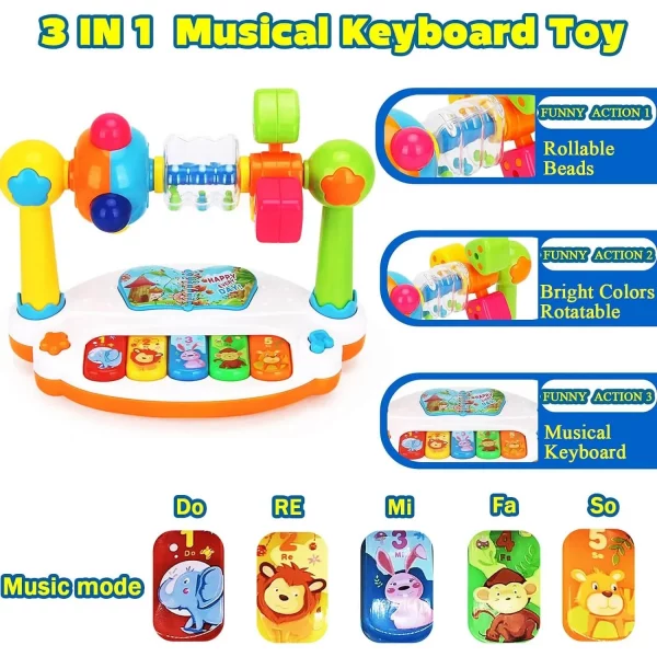 Piano Toys Kids Rotating Music with Light Sound