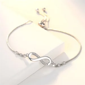 Infinity 925 Sterling Silver Crystal Bracelet