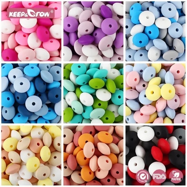 20 Pieces of Colorful 12MM Silicone Beads for DIY Pacifier Clips for Babies