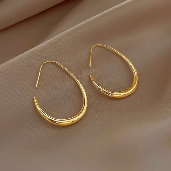 925 Silver Needle Geometric Oval Hoop Earrings