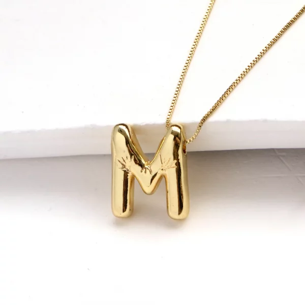 Gold Chunky Letter Bubble Necklace