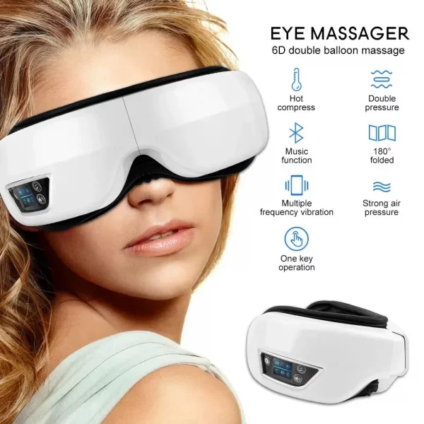 Eye Massager 6D Smart Bluetooth Glasses Fatigue Pouch