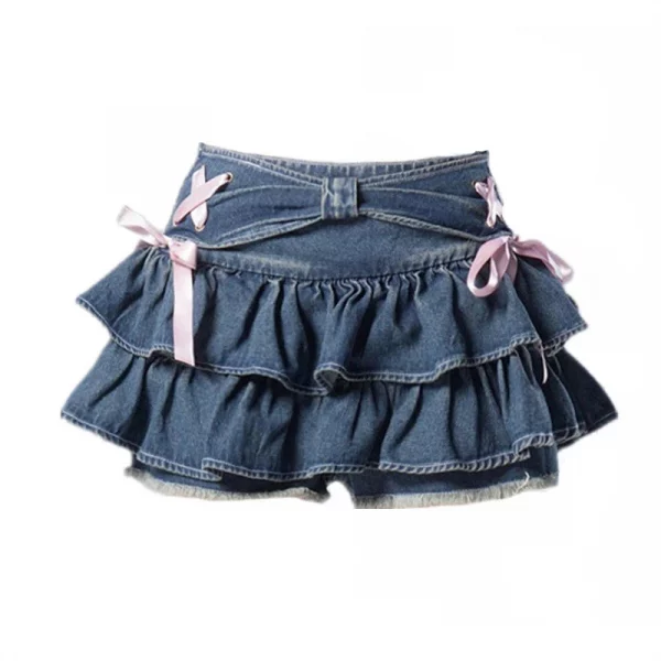 Bow Mini Denim Skirts