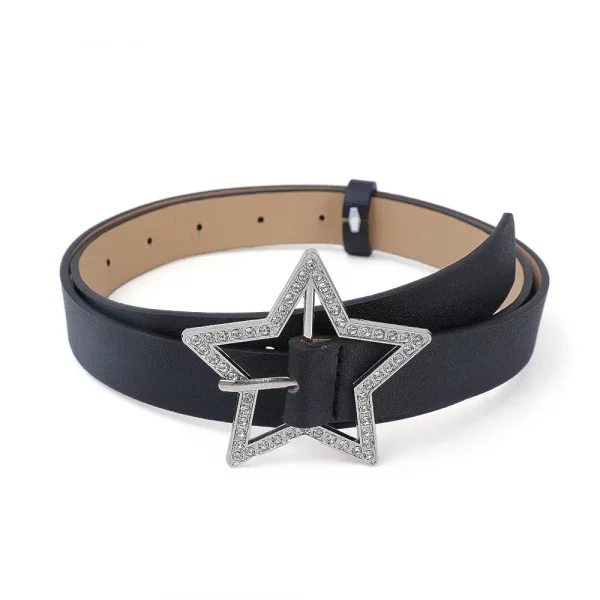 Y2K Star Buckle Leather Elastic Belt