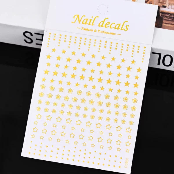 3D Gold Sun/Moon/Star Bronzing Nail Art Sticker