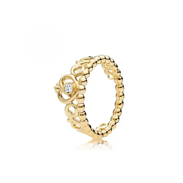925 Silver Gold Plated Ring Zircon Sparkling Double Band