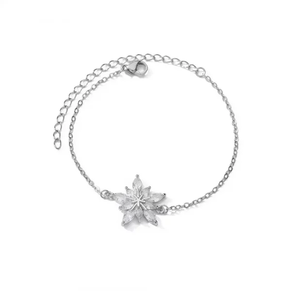 Elegant Zircon Flowers Stainless Steel Bracelet
