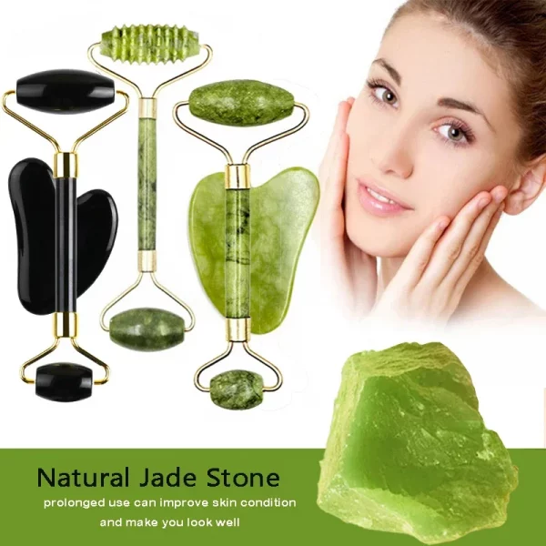 3pcs/kit Rollers Massager For Face Care Jade Stone