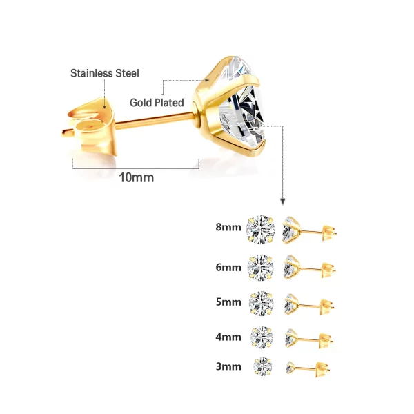 Stainless Steel Crystal Studs Earrings